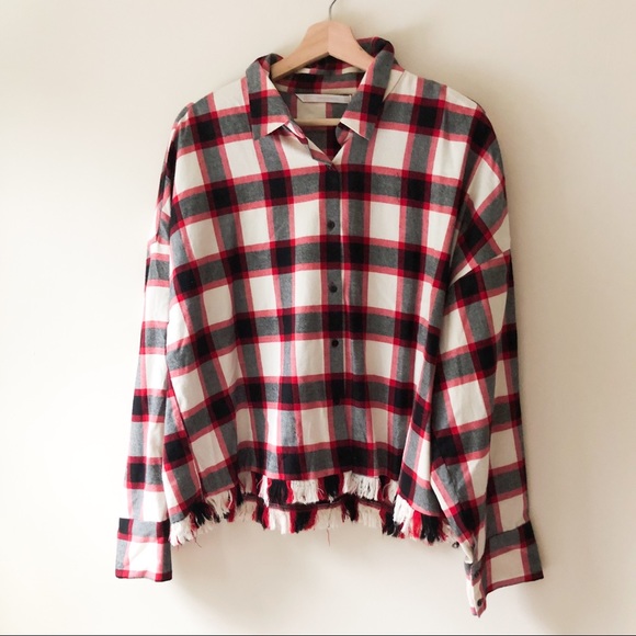 Zara Tops - NWT Zara  plaid flannel raw hem top 301
